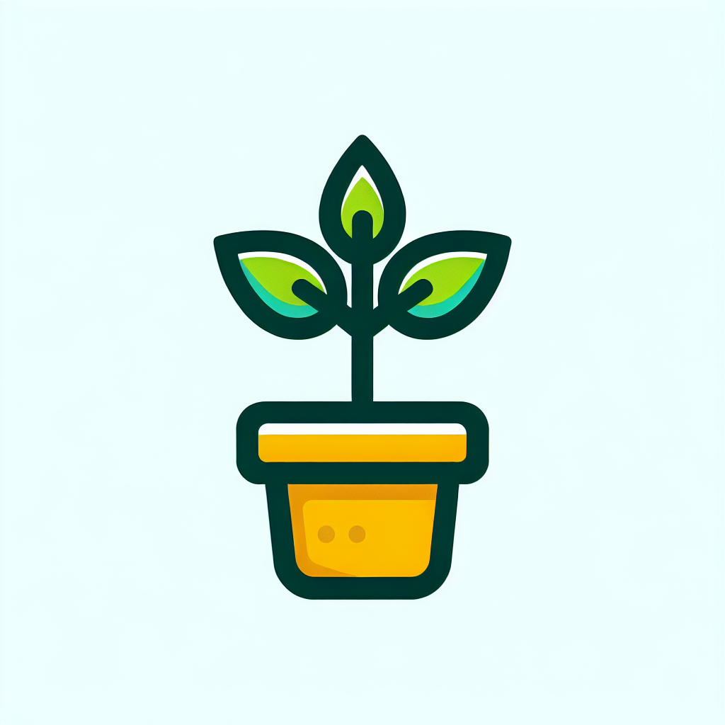 Clip Art "a green plant grow in a yellow pot" Icon Design