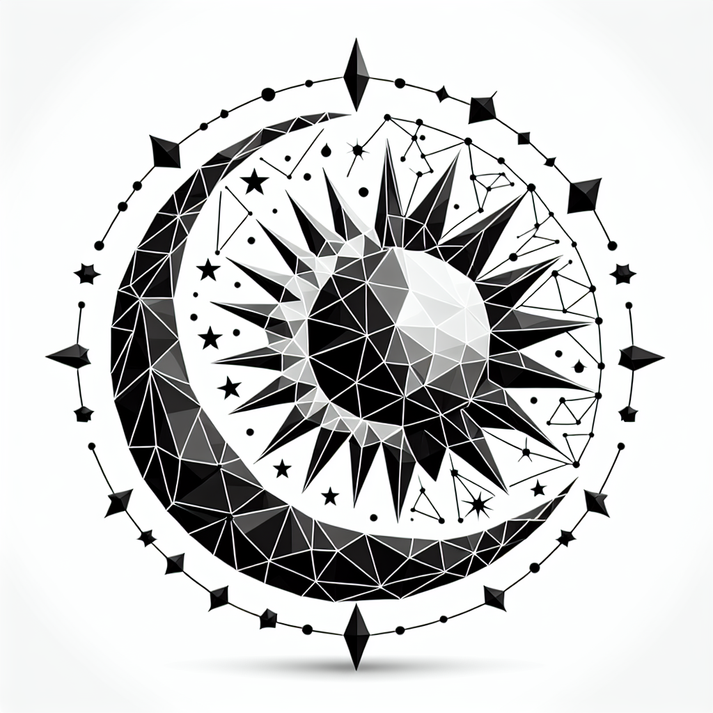 Polygonal "日月星辰, 神話, 魔法, 複雜, 星願" Icon Design