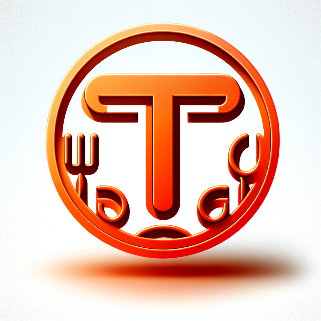 Modern "letter T, restaurant management app icon, orange themed, png" Icon Design