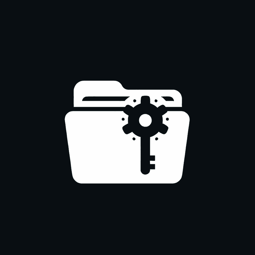 Main icon for A Folder With A Key And A Gear, Representing Registry Structure, Access, And Operations.