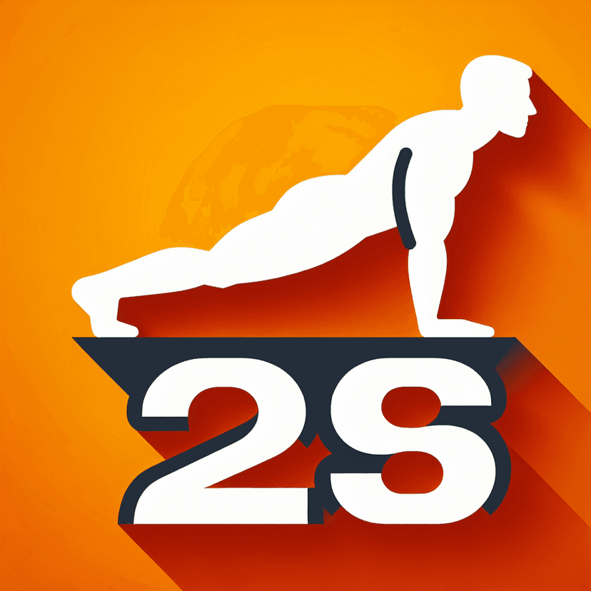 Main icon for Minimalist Male Silhouette On The Side That Does Push-ups, And Underneath It Is The Number 28