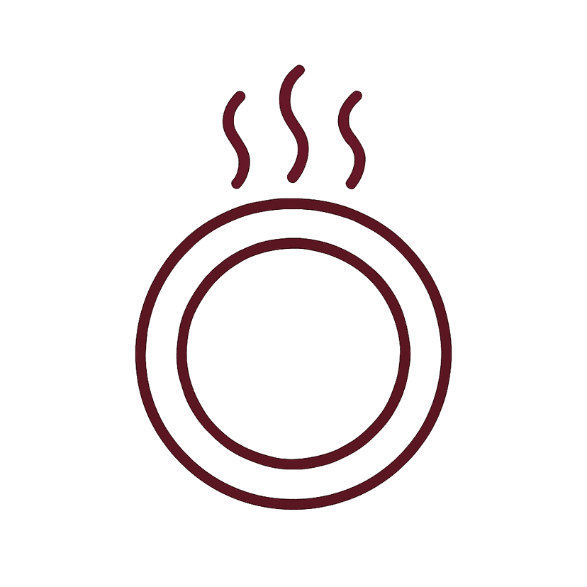 Main icon for A Clean, Empty Dinner Plate, Viewed From Above, With Subtle Steam Rising, Indicating Freshness.