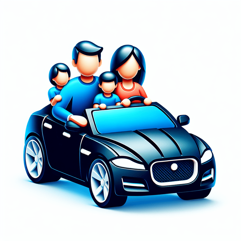Main icon for Parents And A Boy Riding A Jaguar Car