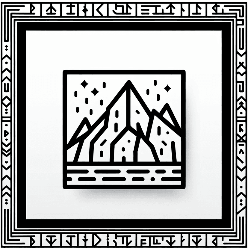 Main icon for Glacier - Minimalistic, Contemporary Line Art, Consistent Line Thickness, Rune Inspired