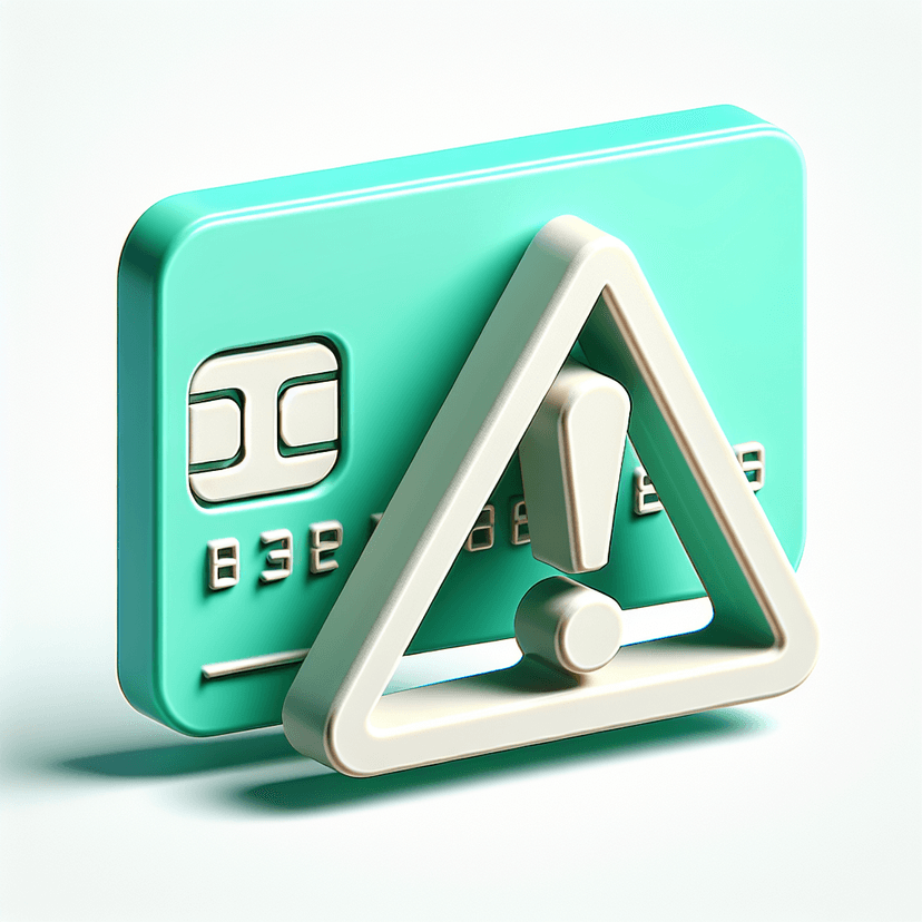 Main icon for A Credit Card Alongside A White Triangle Exclamation Mark Hovering Over The Bottom Right
