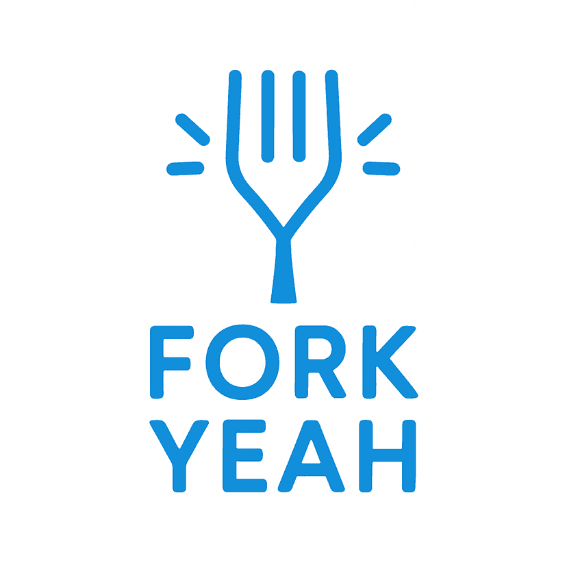 Main icon for A Fork Merged With A 'y' Forming 'fork Yeah', Stylized For Celebration.