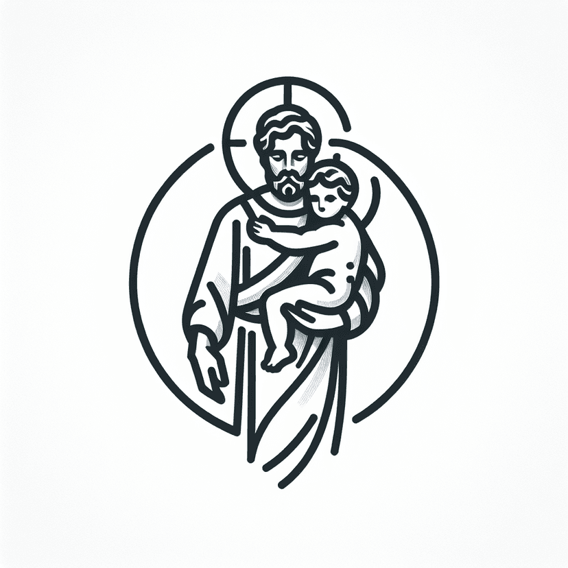 Main icon for St. Christophorus With Jesus As A Child, Male Figure, Line Art, Light Lines