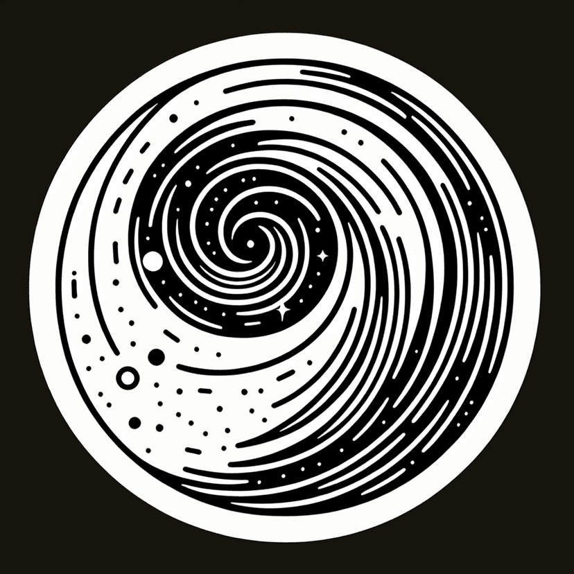 Main icon for The First Galaxies. Bold Lines, Monochromatic.