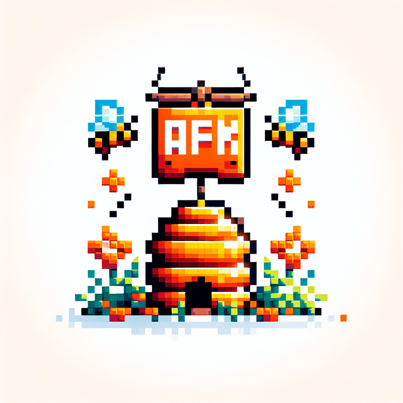 Main icon for A Pixel Art Scene Of A Tiny Beehive With The Letters 'afk' Hanging In Front Of It. Add Some Pixel Fl