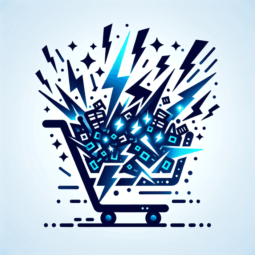 Main icon for Chaos Shopping Cart. Glowing Thunderbolts