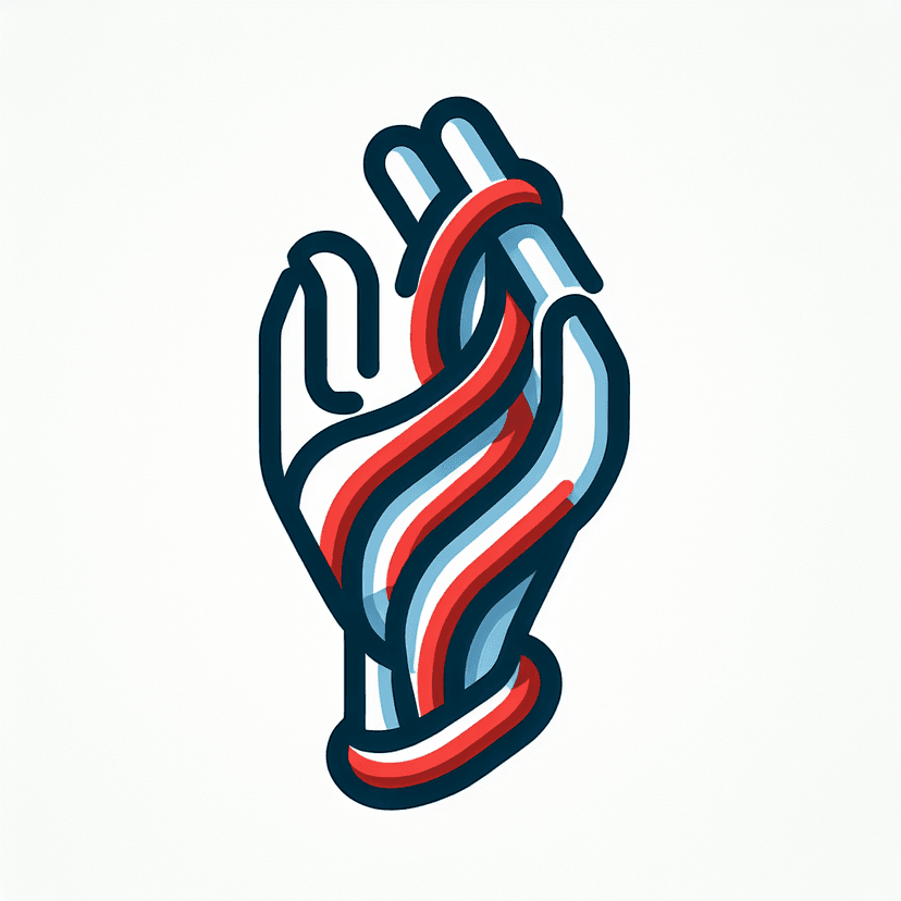 Main icon for Hand Shape Silk Rope In Red And Gray Blue Twisted Together, Simple And Modern Style