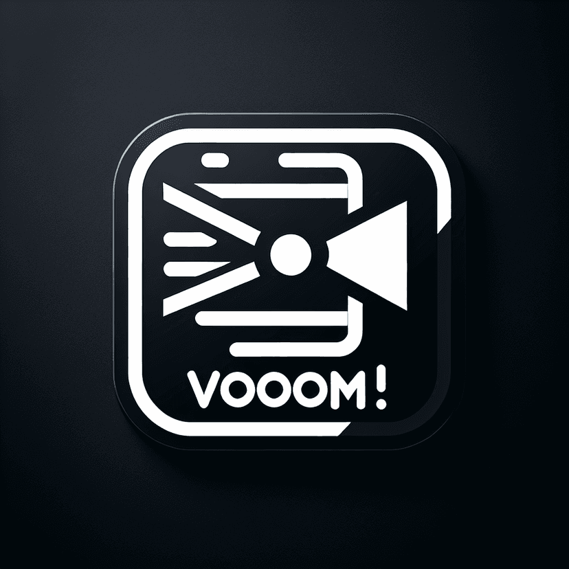 Main icon for An Icon That Has A Outline Of A Video To The Left With Writing That Says "voom!"