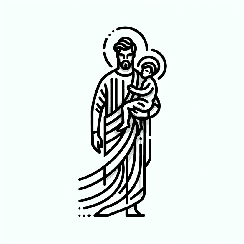 Main icon for St. Christophorus With Jesus As A Child, Male Figure, Line Art, Light Lines
