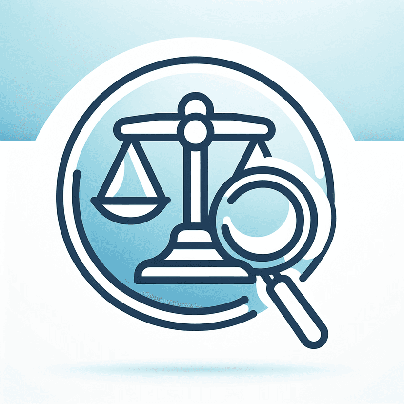 Main icon for Combine A Modern, Minimalistic Scales Of Justice Symbol With A Magnifying Glass Or Search Icon.