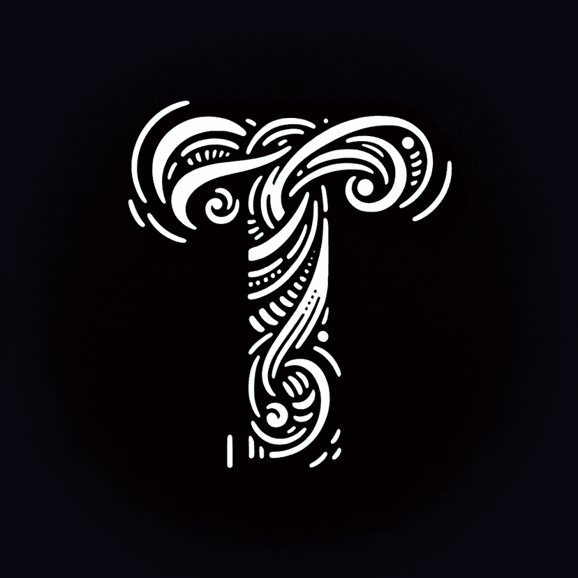 Main icon for Letter T, Highly-decorated Calligraphy