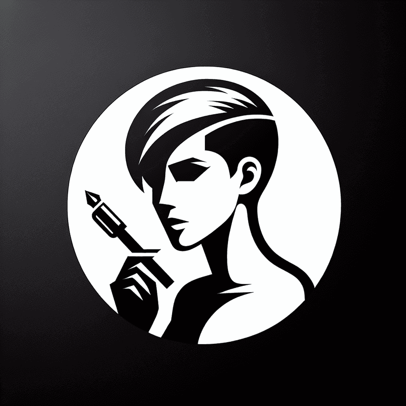 Main icon for A Stylized Woman With A Short Undercut Hairstyle With Shaved Sides, Holding A Pen