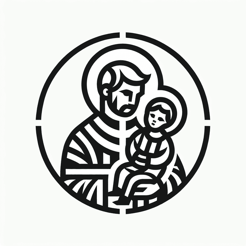 Main icon for St. Christophorus With Jesus As A Child, Male Figure, Line Art, Light Lines