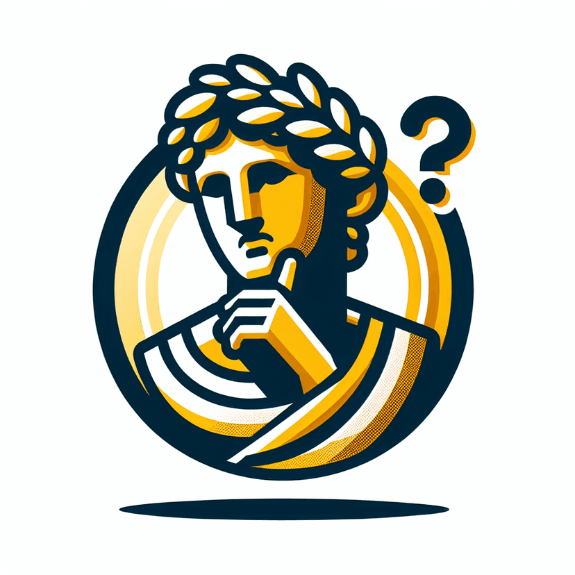 Main icon for Greek Sculpture Wearing A Greek Clothes And With Laurel On Head Thinking With One Interrogation