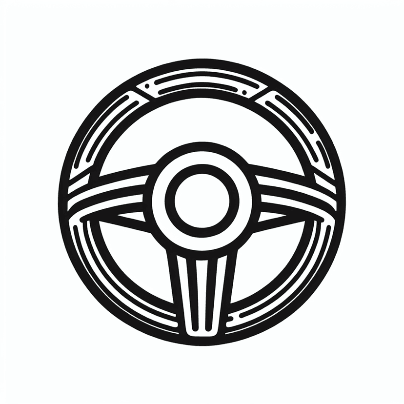 Main icon for Steering Wheel- Minimalistic, Contemporary Line Art, Consistent Line Thickness