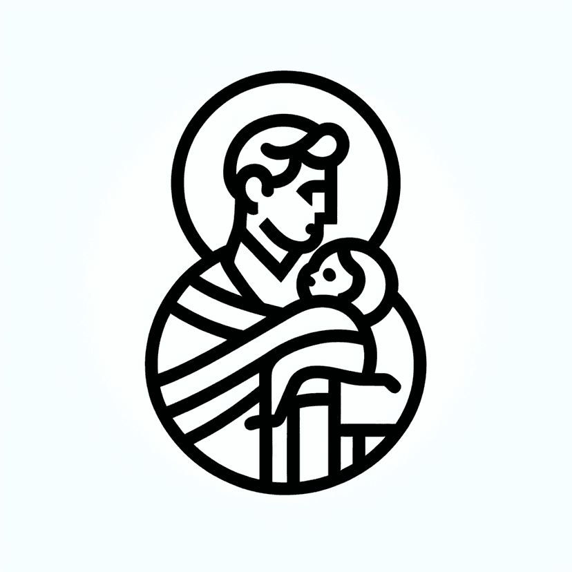 Main icon for St. Christophorus With Jesus As A Child, Male Figure, Line Art, Light Lines