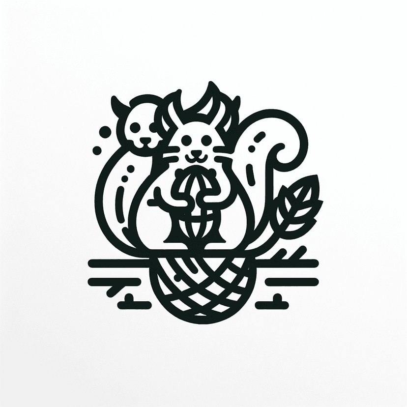 Main icon for Two Cute Squirrels Holding Peanut On A Branch Of Pine Tree