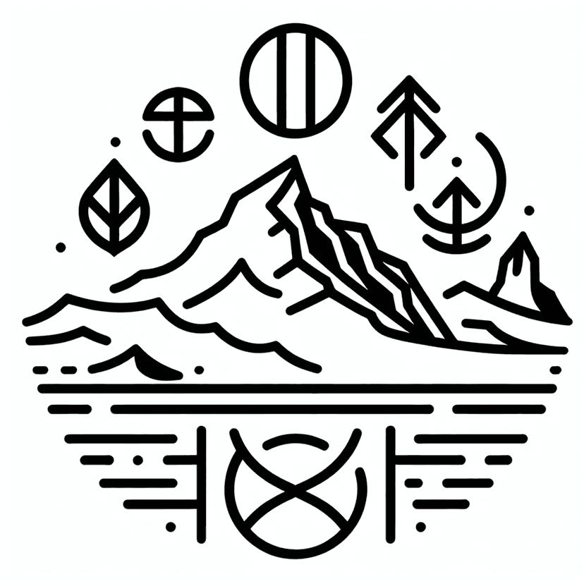 Main icon for Antarctic Highlands - Minimalistic, Contemporary Line Art, Consistent Line Thickness, Rune Inspired