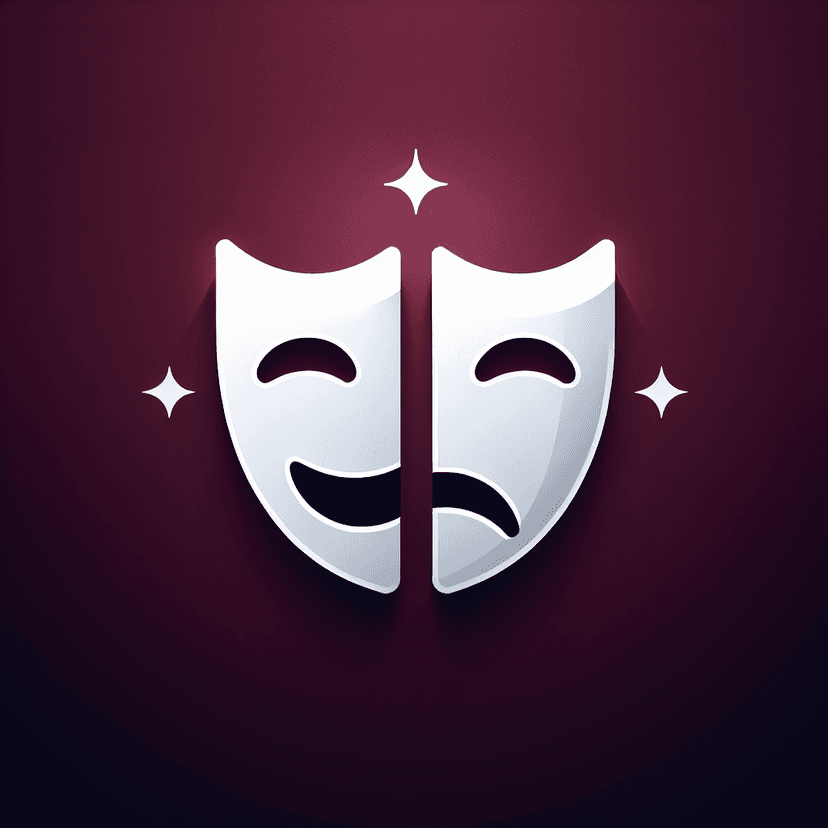 Main icon for A Theatre Mask With Happy And Sad Faces, Subtle Glow, No Edges Around It, No Shadows Around It