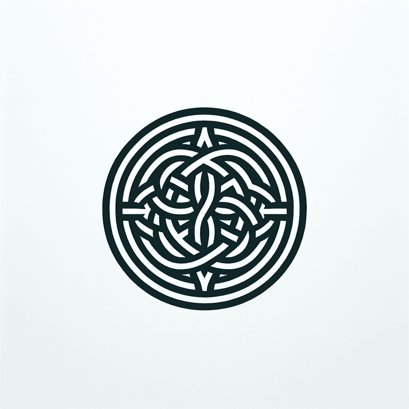 Main icon for Celtic-inspired Badge In Line Art Style With Minimal Details. Center Should Be Empty.