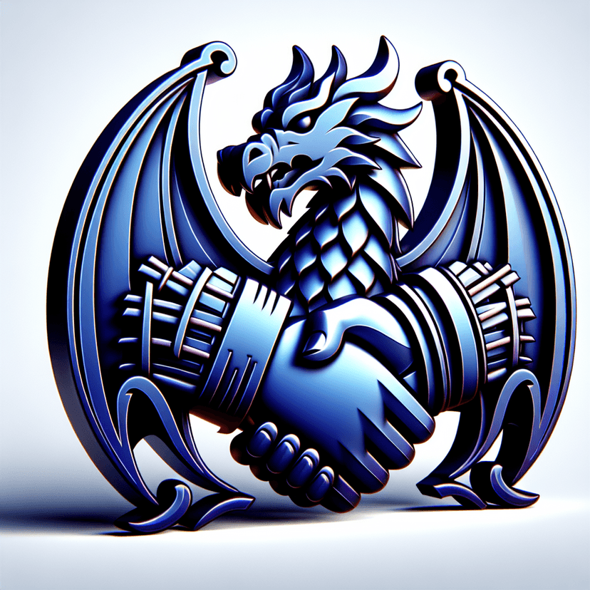 Main icon for One Western Dragon, Between Wings Two Shaking Hands: One Politician, Other A Medieval Armored.