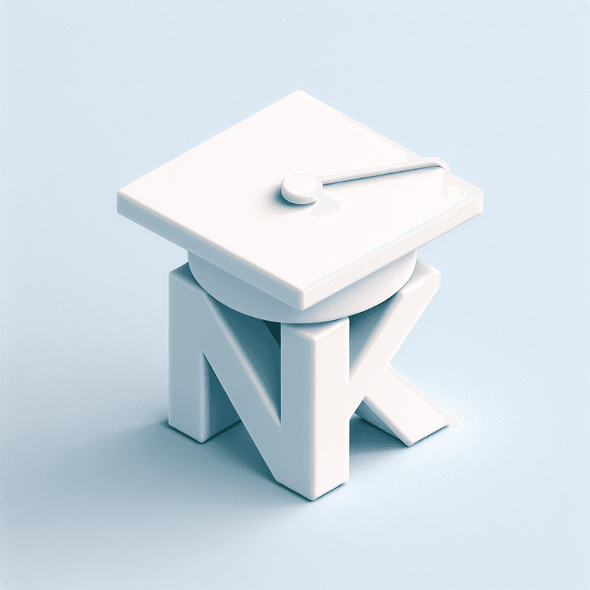 Main icon for An Isometric View Of A White Graduation Cap With The Letters Nk In Front Of It