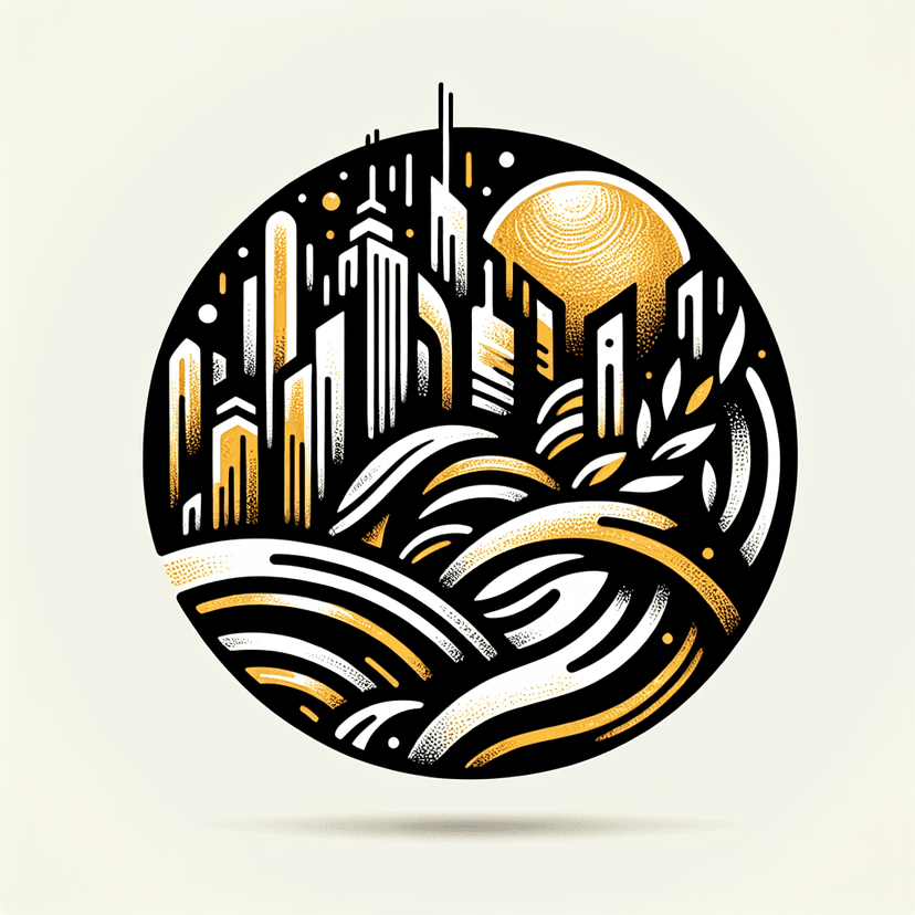 Main icon for Modern "abstract Luxury Lifestyle Theme. City Of Gold And Fashion" Icon Design. No Black
