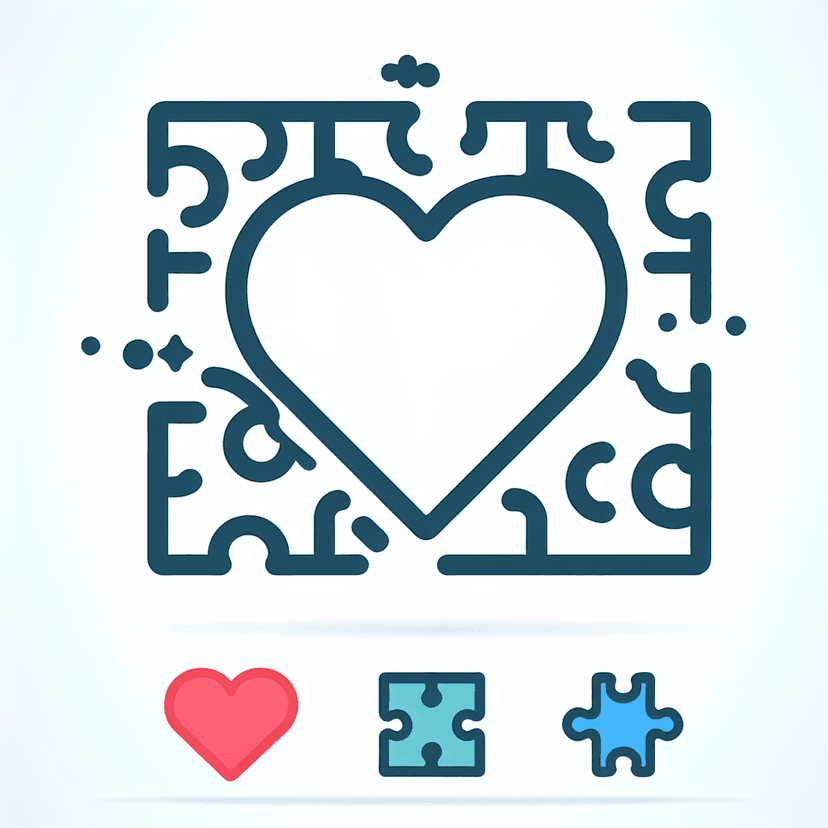 Main icon for A 2d Image Of A Heart Made Of Different Coclorod Puzzle Shapes
