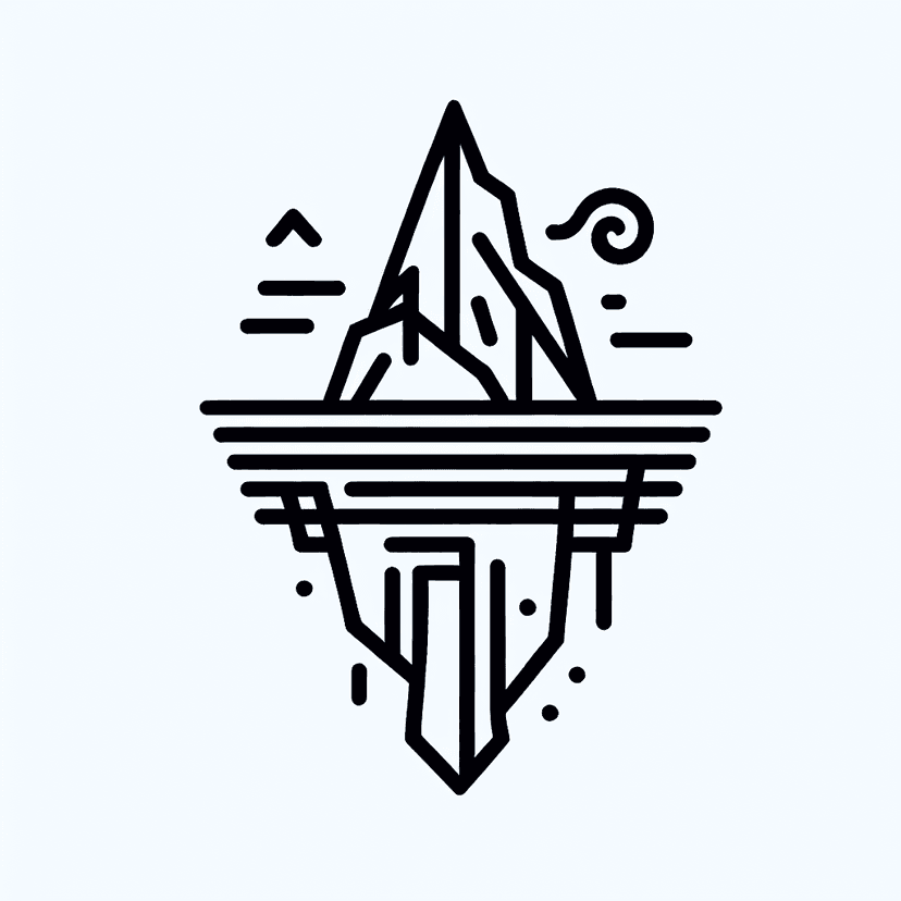 Main icon for Iceberg - Minimalistic, Contemporary Line Art, Consistent Line Thickness, Rune Inspired