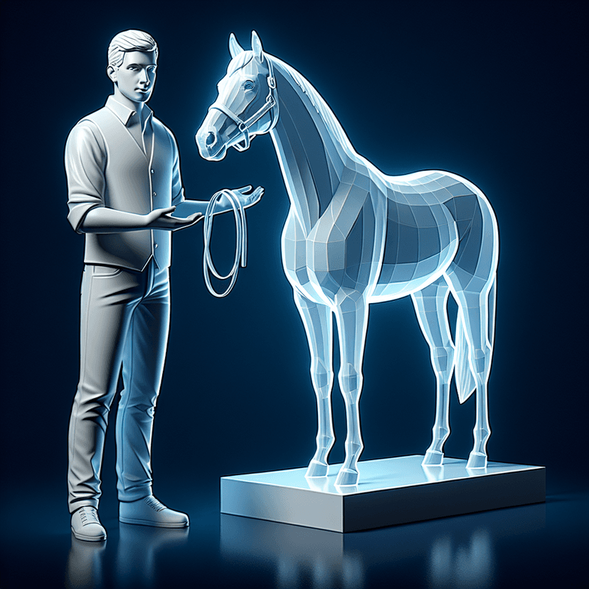 Main icon for Man Showing The Horse Yearling On The Sale. Horse In A Good Shape. Thoroughbred
