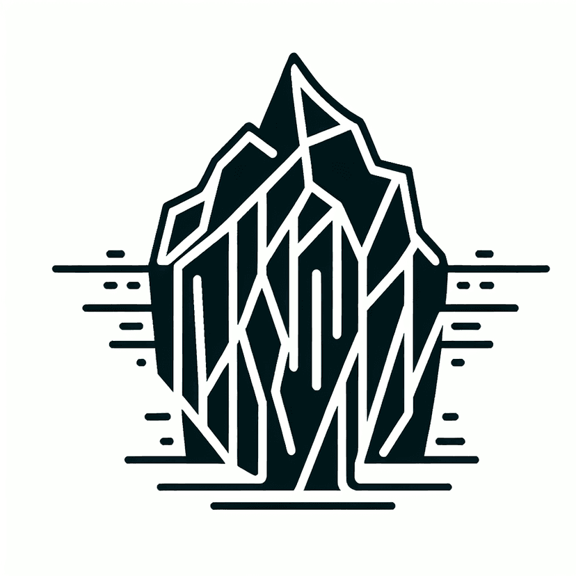 Main icon for Iceberg - Minimalistic, Contemporary Line Art, Consistent Line Thickness, Rune Inspired
