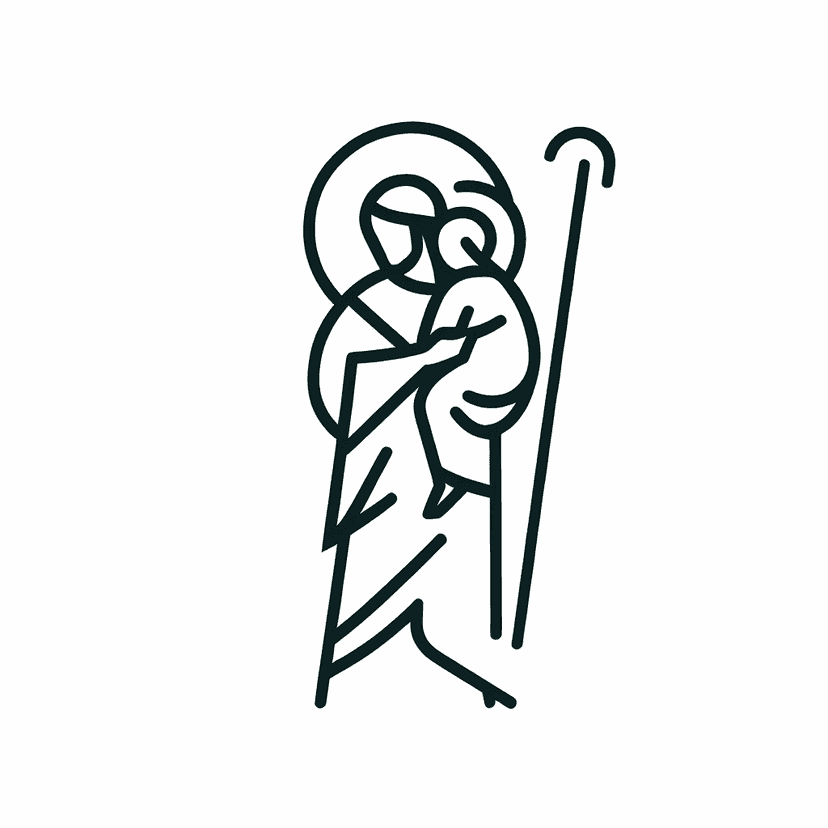 Main icon for St. Christophorus With Jesus As A Child And A Stick, Light Line Art