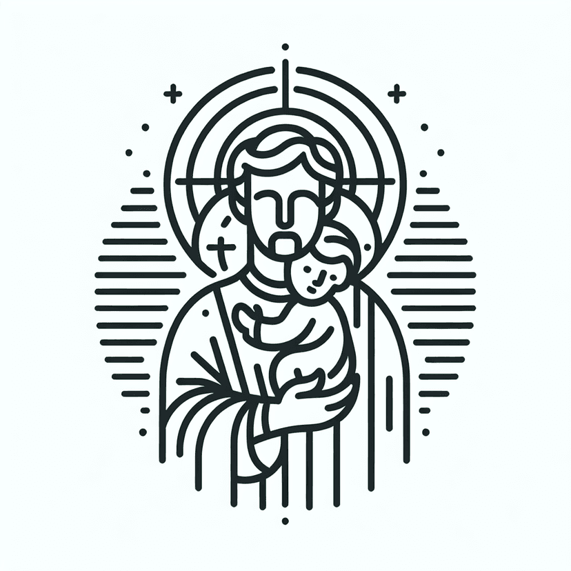 Main icon for St. Christophorus With Jesus As A Child, Light Line Art