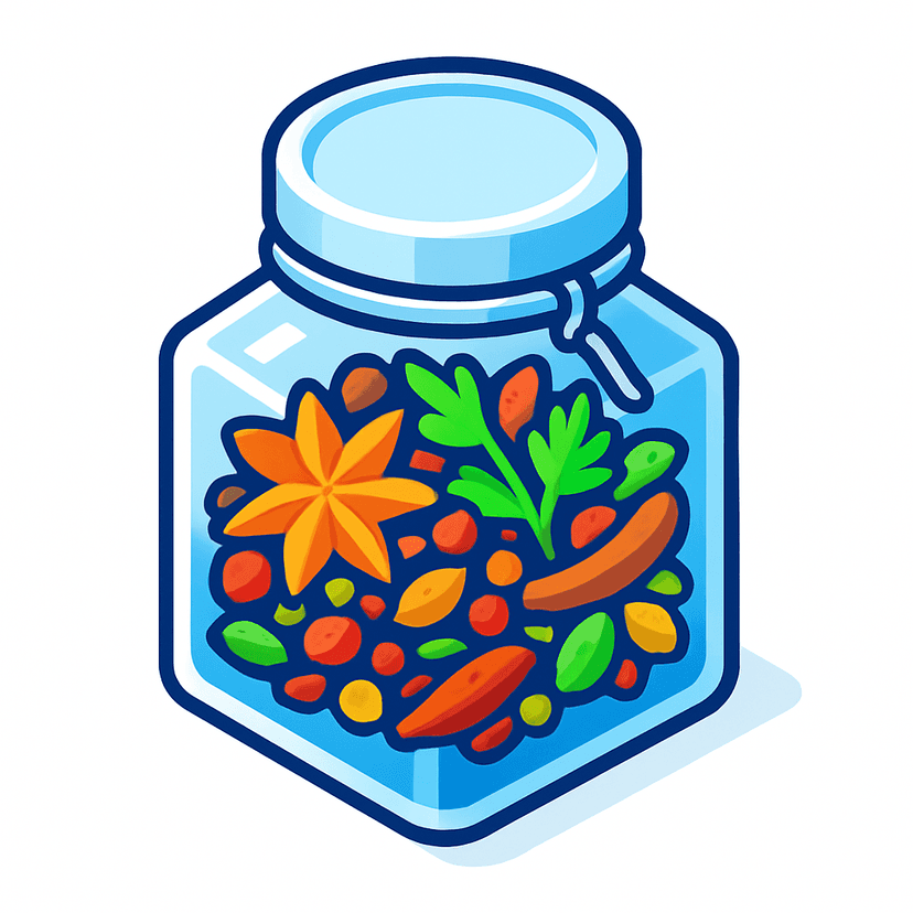 Main icon for A Preservation Jar Filled With Colorful Spices And Herbs, Symbolizing Preservation And Rich Flavors.