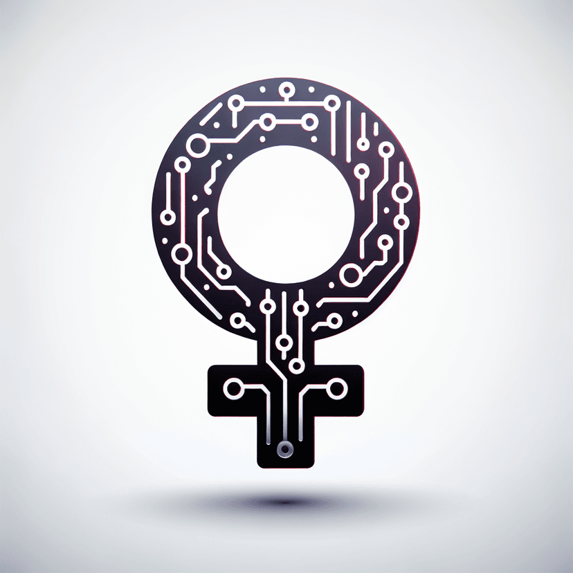 Main icon for Black And White Female Gender Symbol Made Out Of Circuitry.