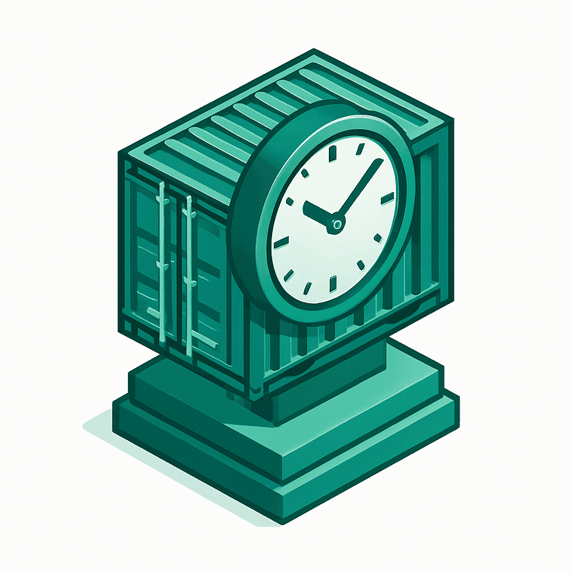Main icon for A Squared Shipping Container With A Huge Clock On It On A Piedestal