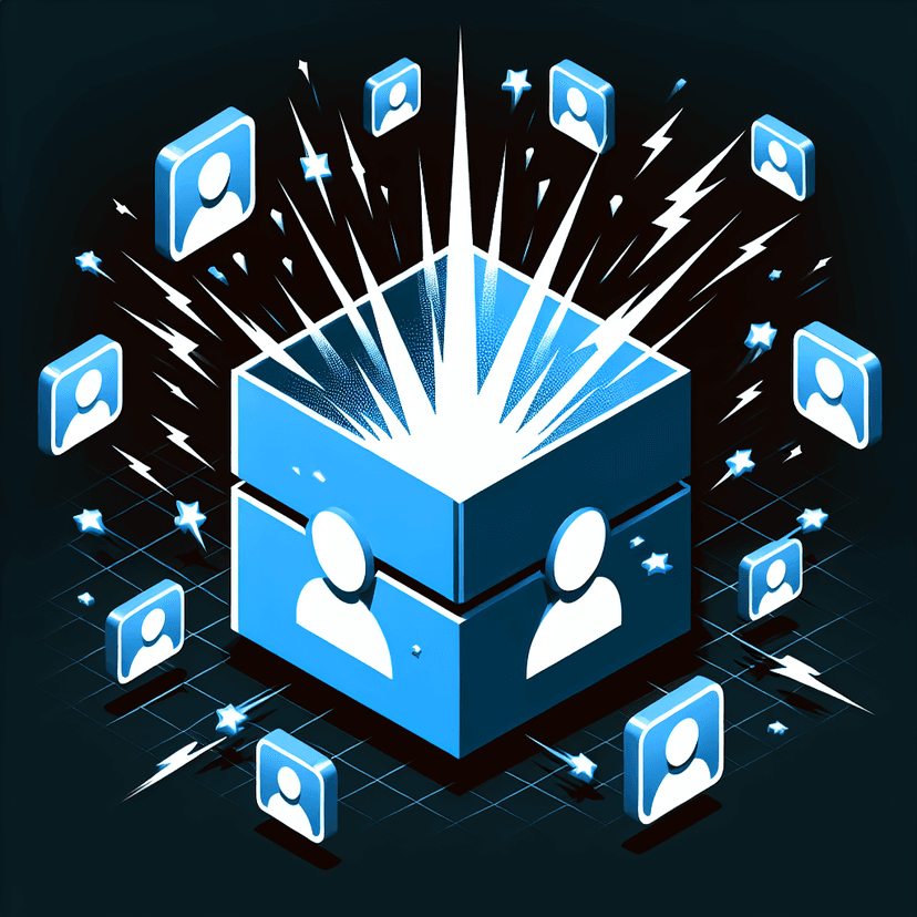 Main icon for A Box Exploding User Avatar Icons. Glowing Lightning Strikes Punctures This Box
