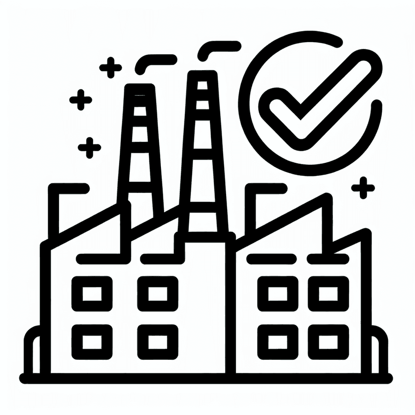 Main icon for A Factory With A Checkmark Representing Security And Reliability