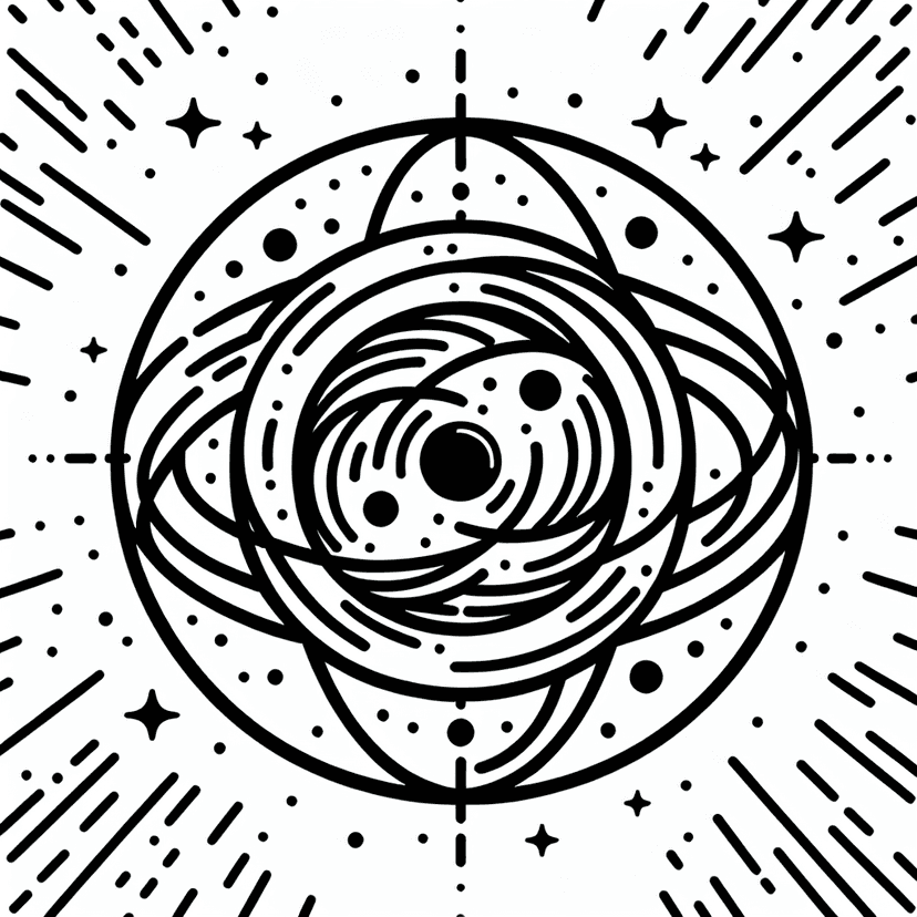 Main icon for Cosmic Expansion. Bold Lines, Monochromatic.