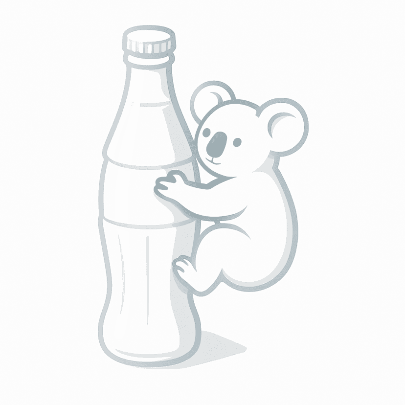 Main icon for A Koala Climbing A Giant Cola Bottle, Negative Space, Flat, Light, No Text, No Shadow, Realistic