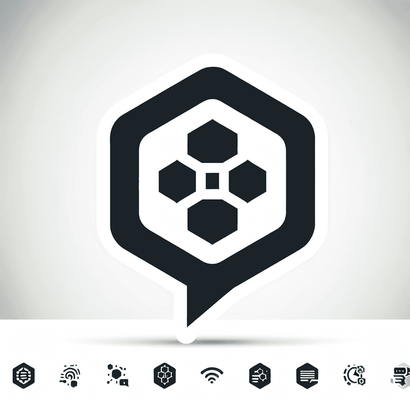 Main icon for A Software Logo With A Hexagon Chat Bubble With A Simple Beehive Inside